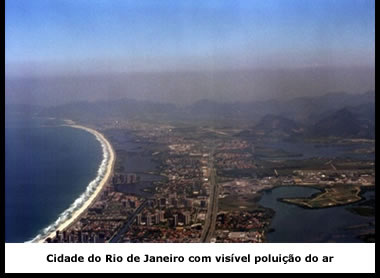 Barra da Tijuca, na cidade do Rio de Janeiro, com limite da poluição do ar visível